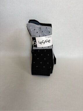 LeGale Women's 6-Pack Black, Gray, Yellow Dress Socks